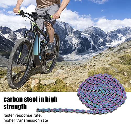 9 Speed Bicycle Chain with Hook and Loop Colorful Electroplating Mountain Bike Chain Double X Bridge Design Carbon Steel MTB Bike Chain for Road Mountain Bike - Image 2