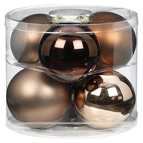Magic Weihnachtskugeln Glas 10cm 6 STK. Christbaumkugeln Christbaumschmuck Farbe: Elegant Lounge (Schokolade braun)