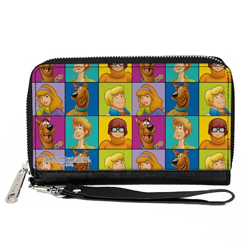 Scooby Doo Wallet, Zip Around, Scooby Doo 5-Character Face Blocks Multi Color, Vegan Leather - Main Image