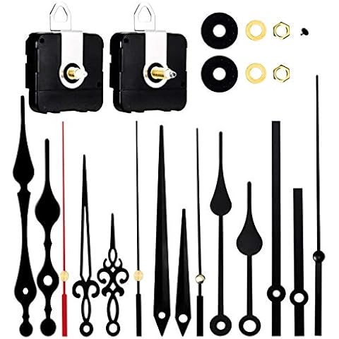 Homkeen Quartz Clock Movement,Clock Mechanisms Battery Powered,Wall Clock Mechanism Parts Motor Replacement DIY Repair Parts,Long and Short Shaft Clock Mechanism with Hands Battery Cover