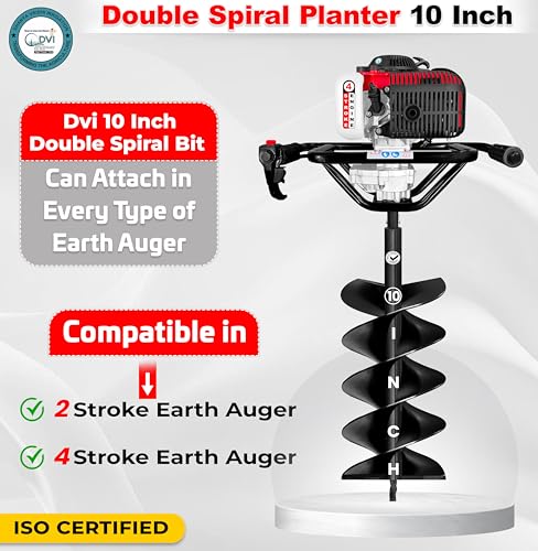 Image of DVI Universal Double Spiral 10 Inch Earth Auger Drill Bit /Planter | Fit In Every Type of Earth Auger | Made With High Metal & ISI Approved Pipe For Durablity | For Digging Holes, Plantation.