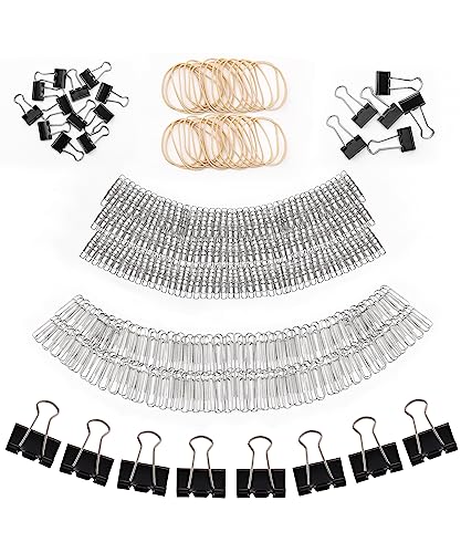 Mr. Pen- Assorted Clips & Bands: Binder, Paper (Small, Medium, Large) & Foldback Clips; Rubber Bands