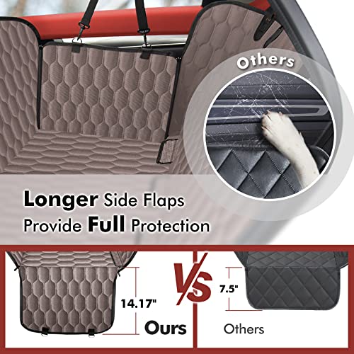 Dog Car Seat Cover for Back Seat, 100% Waterproof 600D Scratchproof Back Seat Cover for Dogs, Dog Hammock with Mesh Window for Cars Trucks and SUV