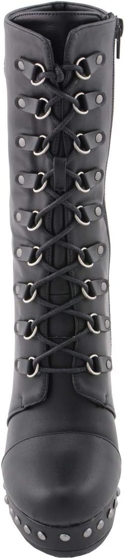 Milwaukee Leather MBL9438 Women's Black Tall Lace-Up Fashion Casual Boots with Platform Wedge