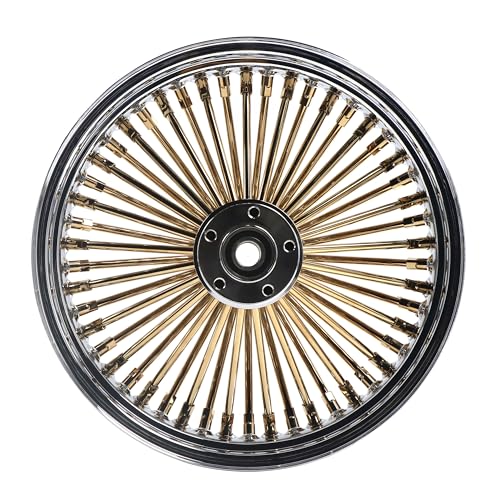 FatFlex Rueda trasera de 16 pulgadas, estilo vintage dorado, llanta de 3.5 pulgadas para Harley Dyna/Softail/Touring 00-07, rodamiento doble (1 pulgada y 3/4 pulgadas) con reductor