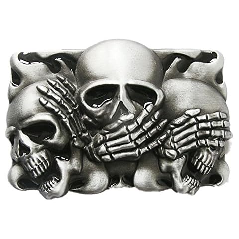 Vintage Flame Shy Skulls Tattoo Belt Buckle Cover