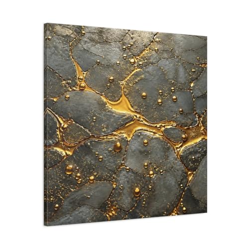 Impression sur toile abstraite or et gris châssis premium 30x30 pouces