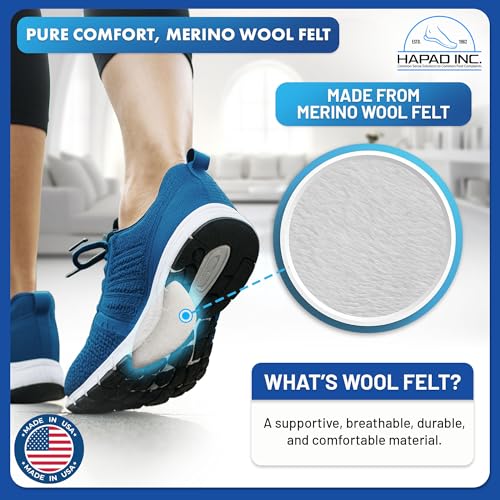 Image of HAPAD Scaphoid Arch Support Pad Large (Men Shoe Size 11.5+) Wool Felt Self-Adhesive Medial Arch Insert for Pronation and Fallen or High Arches (1 Pair)