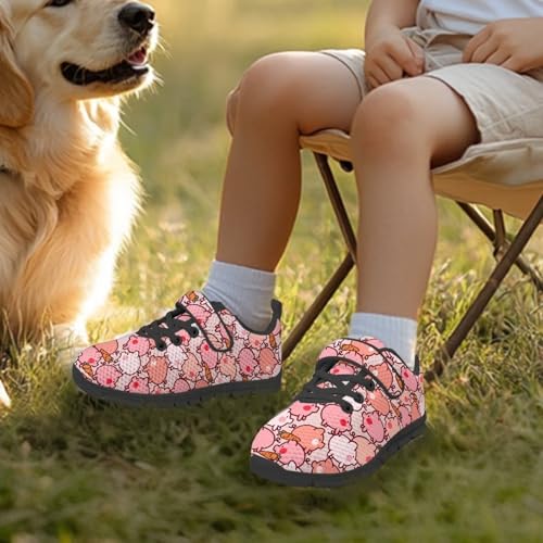 Little Kid Boys Girls Tennis Shoes Kids Slip on Running Sneakers Wide Casual Barefoot Shoes Pink Pig Pattern2