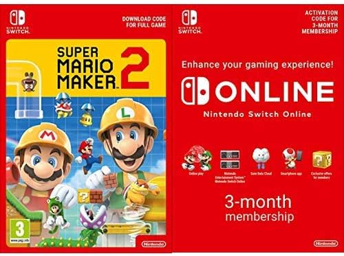 Super Mario Maker 2 [Switch Download Code] + Switch Online 3 Months [Download Code]