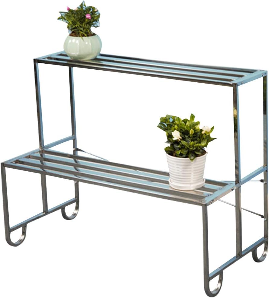 Floor Plant Stand 2 Tier Flower Shelf Stainless Steel