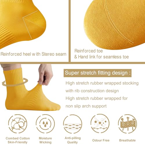 Image of Womens Cotton Anti-Pilling Quarter Crew Socks | Moisture-wicking, Odor-control, Lightweight, Office /gym, 7-pair, US 6-10