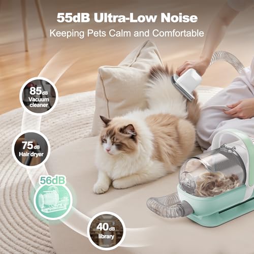 Afloia 6-in-1 Dog Grooming Vacuum Kit, Pet Clipper & Nail Grinder, Green - Image 4
