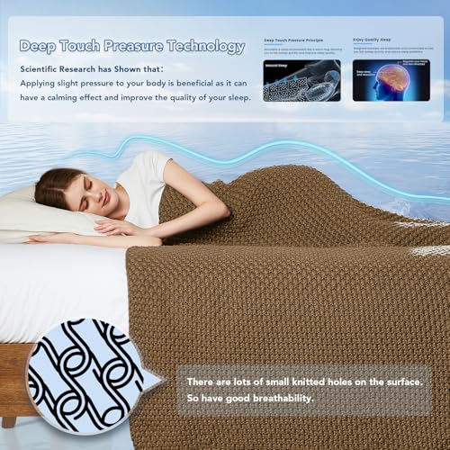 Topcee Knitted Weighted Blanket - 48"x72" 12lbs Cooling Chunky Knit Heavy Blanket for Adults Cable Yarn Knit Decorative No Beads Soft, Cozy and Cooling Weighted Throw Blankets Machine Washable