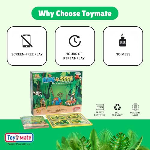 Image of toymate Hide N Seek Jungle Puzzle Game for Kids (5+ Years) | 48 Brain Teasing Challenges | Logic & Problem Solving Educational Toy | Single Player Travel Puzzle Game