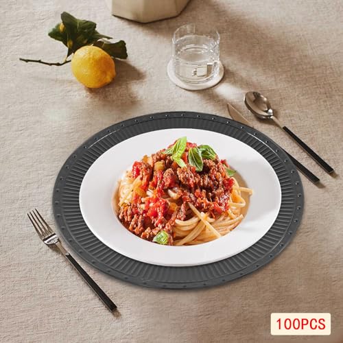 Set de 100 platos negros desechables redondos de 13 pulgadas miniatura 2