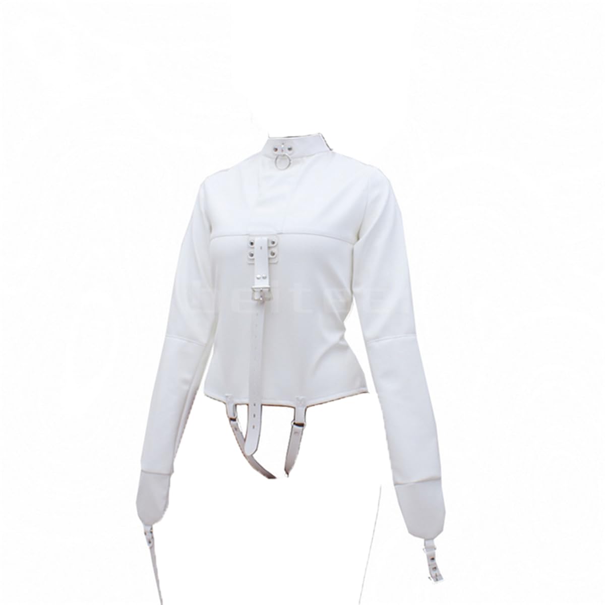 Leder Keuschheit Zwangsjacke Kostüm Bdsms Kleidung Für Männer Frauen,Sexy Kleidung für Erwachsene,Schwarz und Weiß