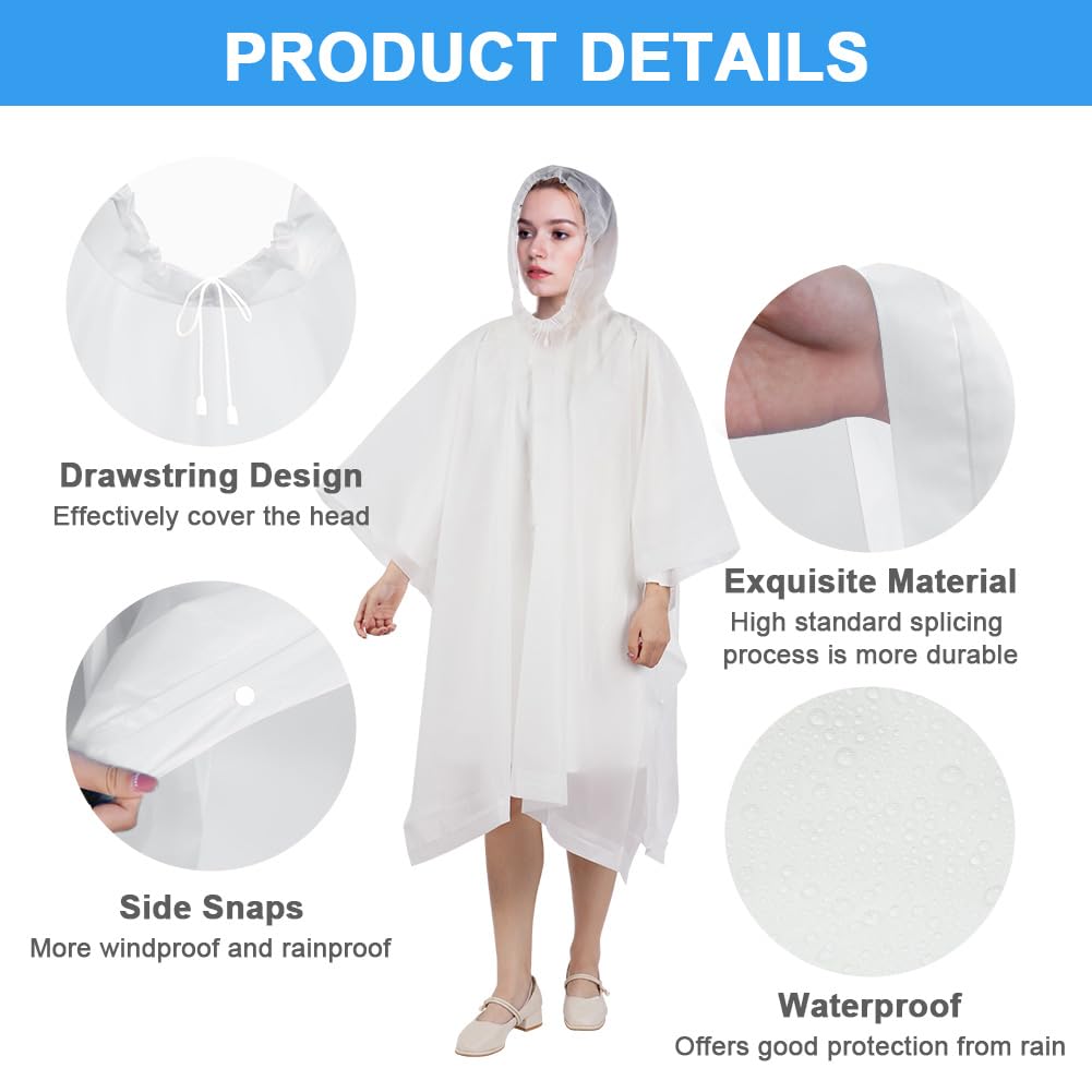 flintronic Poncho, EVA Poncho Impermeabile Riutilizzabile, Impermeabile Portatile con Cappuccio per Adulto, Poncho Antipioggia per Uomo e Donna, per Campeggio, Escursionismo