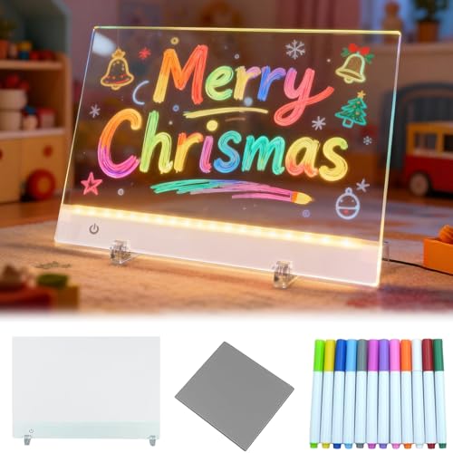 Planche à dessin LED 35x25 cm rechargeable avec stylo 12 couleurs pour message