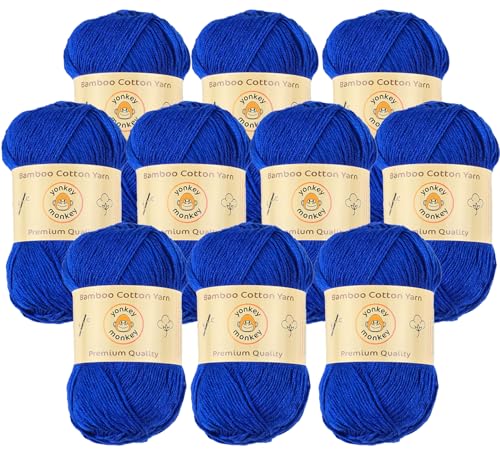Image of 10-Pack of Yonkey Monkey 500 Grams Yarn - 70% Rayon derived from Bamboo, 30% Cotton - Imported (Royal Blue)