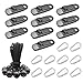 Guador Tarp Clips 10 Sets con D-Forma Moschettone e Palla Bungee Corda Mollette Tenda Campeggio Morsetto Pinze a Coccodrillo Antivento Plastica Vento Corda Clip per Attività All'aperto Camping Garden