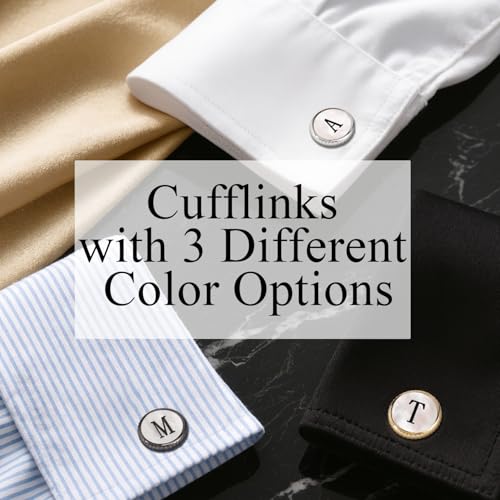 Cuff Links Mens Golden Silver Gunmetal Black, Cufflinks for Men Custom Initial Personalized Mother Of Pearl Mens Cufflink for Shirt Golden Silver Gunmetal Black Cuff Link Shirt for Wedding2