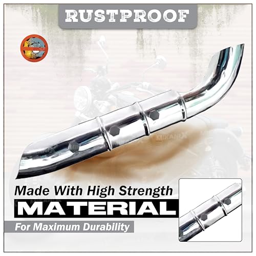 Image of OBEROI'S TRADERS Bike Silencer Bend Pipe Heat Shield Protector /Cover Guard Anti-Corrosion Black Coated Compatible with Royal Enfield Classic Reborn 350 & Meteor 350 (Silver)