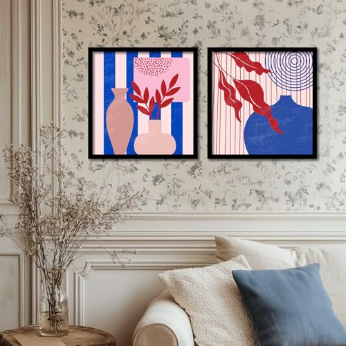Image of HOTHOUSE Boho wall frames posters for room office | Poster with frame wall decoration items Wall Decor Digital Reprint engineered wood Set of 2 (10X10 inch)