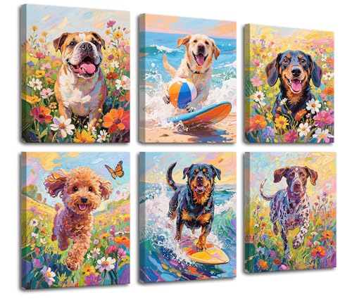 Image of Frimeeme Frame Funny Dog Canvas Wall Art, 6 Pieces, 8X10 Frames
