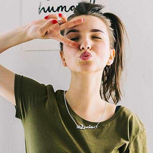 LoEnMe Jewelry Any Name Necklace of Silver Plated Custom Made with Arrow Love Heart Sterling Silver Personalized Bridesmaid Gift3