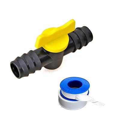 Siddhi Plastic Drip Irrigation Accessories 16mm Straight Connector with Tap and 1pc Teflon Tape for Plumbing and Water Leak (Colour May Vary) -30 Pieces