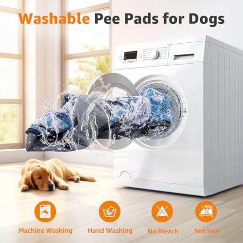 Image of LOOBANI Washable Pee Pads for Dogs, 2 Pack Super Absorbent Reusable Puppy Pads Leakproof Dog Traning Pads, Waterproof Non-Slip Whelping Pad for Floor, Playpen, Crate, Couch-72 x72 (Blue)