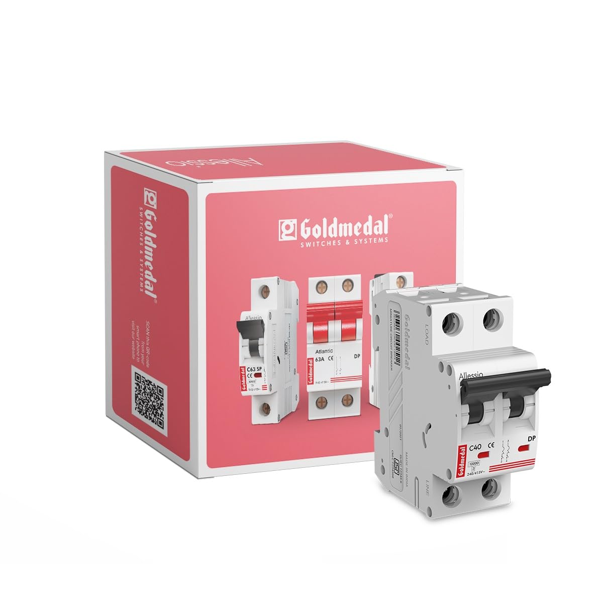 Goldmedal Allessio 2M 40A Isolator Double Pole-Grey