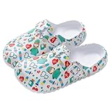 Arch Support Nurse Clogs for Women and Men, Adjustable Buckle Mules Non Slip Work Shoes Chef Garden Sandals, Slip-On Cushion Slippers Slides (Doctor Cartoon, Adult, Women, 5, Numeric, US Footwear Size System, Medium)