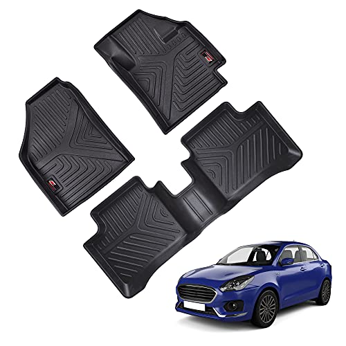 Image of GFX TPV Car Floor Mats Premium Life Long Foot Mats | Compatible with Dzire (2012 to 2019) / Swift (2011 to 2017) Onwards | Waterproof, Anti-Slip, All-Weather, Durable & Easy to Clean Car Mats, Black