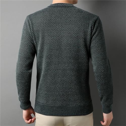 Men O-Neck Fleece Knitted Sweater Classic Long Sleeve Slim Fit Business Casual Warm Pullover Jersey2