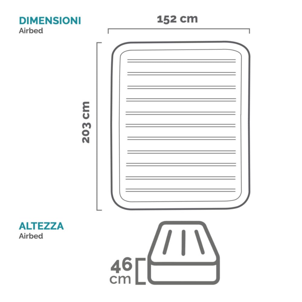 COMFORT WAVE materasso gonfiabile matrimoniale 152x203x46 cm con Tecnologia Fiber-Tech e pompa elettrica integrata, letto ad aria autogonfiante compatto e confortevole