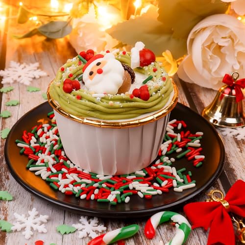 Christmas Sprinkles for Cookies, Holiday Red and Green Sprinkles Assortment 5 oz, Edible Jimmies Nonpareils and Sanding Sugar Pearls for Cake Decorating, Christmas Cookies, Baking, Cupcakes, Desserts - Thumbnail 2