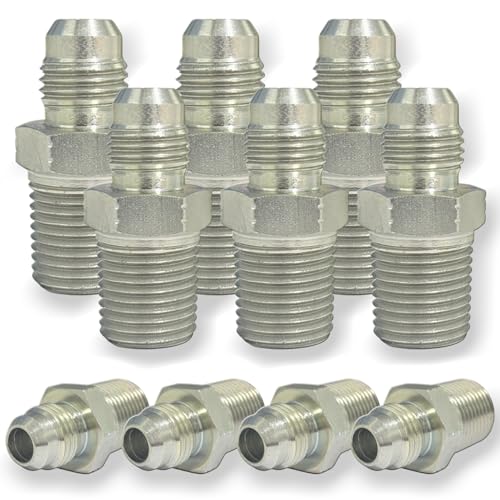 Image of 3 /8 inch JIC Male x 3 /8 inch NPT Male Hydraulic fitting, Carbon Steel SAE 37Flare Pipe Adapter Tube Fitting Straight Union Connector,10 Pack