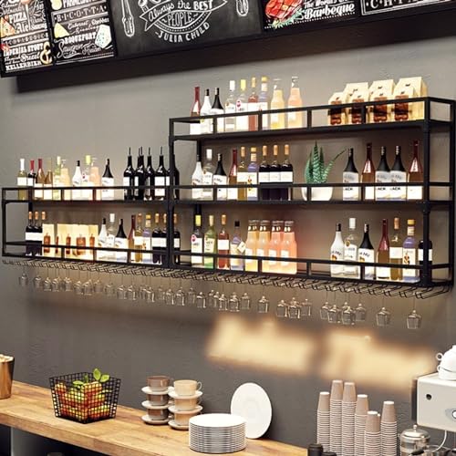Étagère de rangement à vin moderne fixée au mur lumineuse pour déco de bar - 3