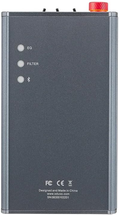 Side panel of XDUOO XD05 Plus 2 with EQ, Filter, and Bluetooth buttons
