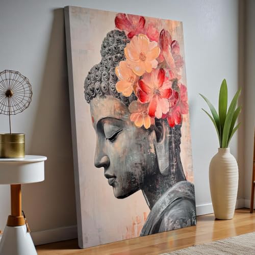Image of PAINTINGMANTRA Buddha Canvas Painting for Living Room, Buddha wall Art Painting for living room, Bedroom, office and Home, Canvas, 12x16 Inch