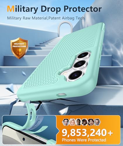 Image of FNTCASE for Samsung Galaxy S25 Case: Dual Layer Heavy Duty Cell Phone Protective Cover Shockproof Rugged with Non-Slip Textured - Military Drop Protection Bumper Tough - 2025, 6.2 inch (Mint Green)