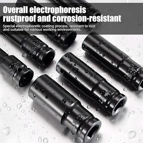 Image of 20 Piece 1 /2 Inch Drive Deep Impact Socket Set Sleek Black Chrome Finish for Ultimate Durability and Performance Heavy Duty Impact Sockets Ideal for Mechanic Tool Sets Complete Impact Socket Set
