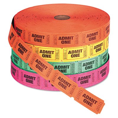 Amazon.com : Admit-One Single Ticket Roll, Numbered, Assorted