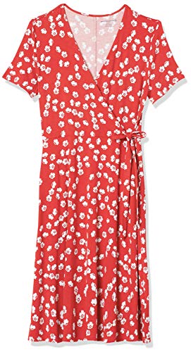 Image of Amazon Essentials Women's Short Sleeve Faux-Wrap V Neck Dress