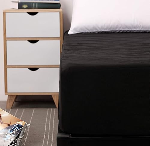 Miniatura 4 de Protector de colchón impermeable, transpirable, ajustable, con bolsillo profundo de hasta 12 pulgadas (negro, Queen)