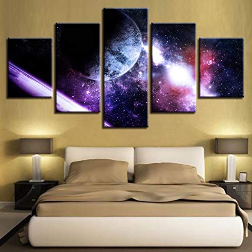 DOUYUAN Pintura de impresión Modular 5 Piezas de Color Abstracto Starry Sky Planet Nails