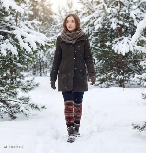 Image of Leg Warmers for Women Long Wool Boot Warmer Thick Warm Leg Warmers for Winter