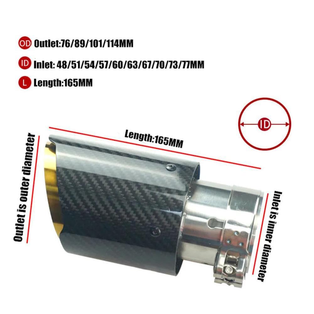 Tubo De Escape Decorativo Estilo Fibra De Carbono - Silenciador Universal Ajustable (51-69mm), Acero Inoxidable, Para Coche